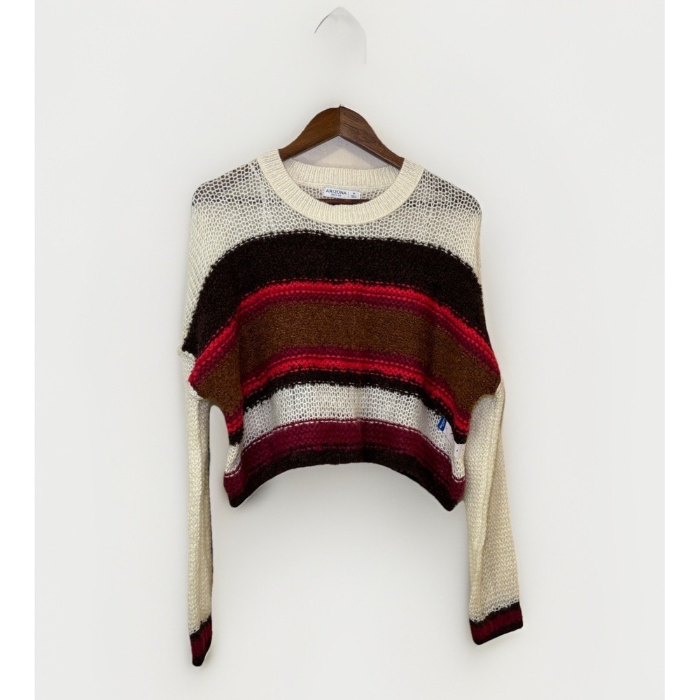 Arizona Jeans Co Sz M Women's Striped Knit Sweater Cropped Colorblock Cozy Fall